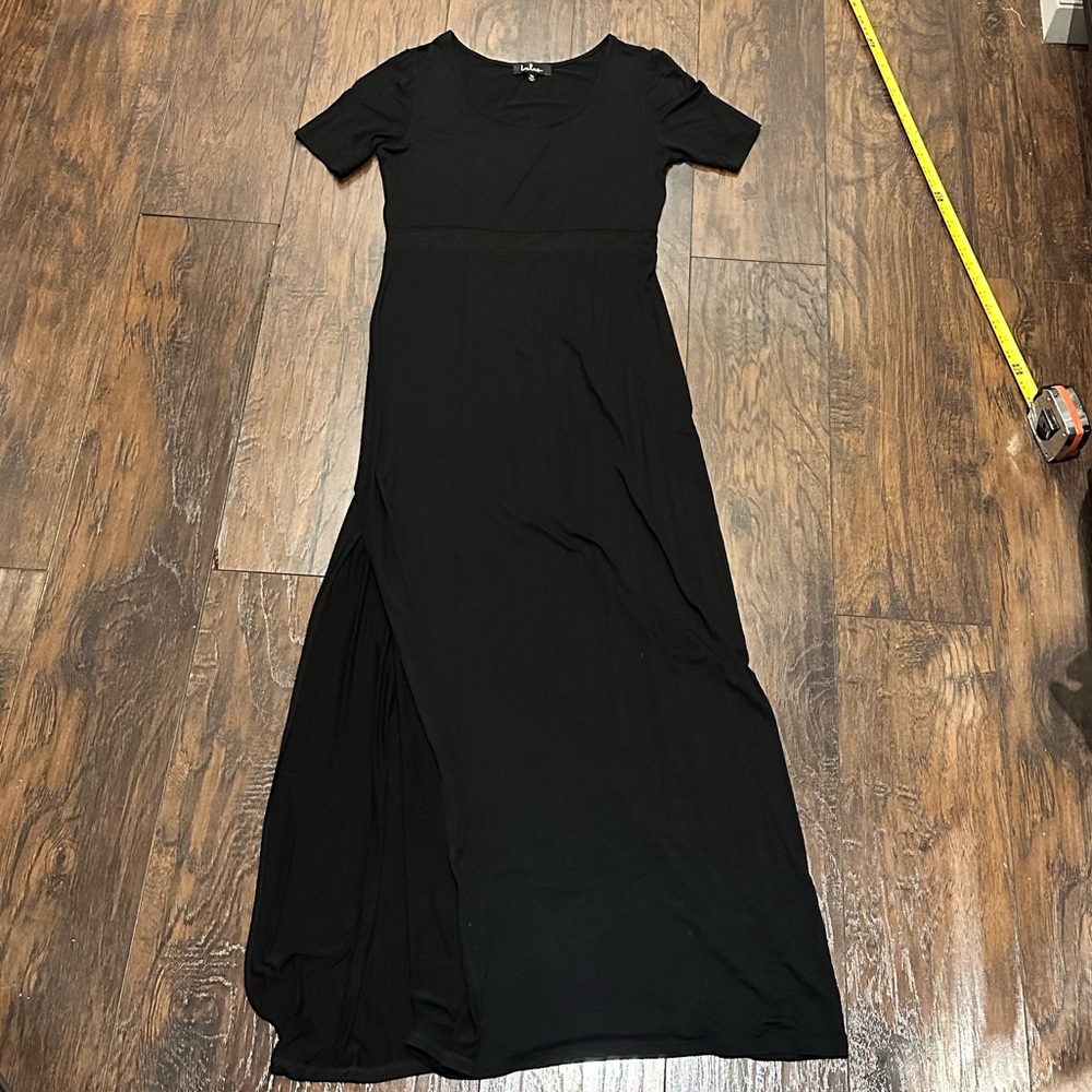 Lulus Maxi Dress with Front/Side Slit and Sheer Panel at Waist